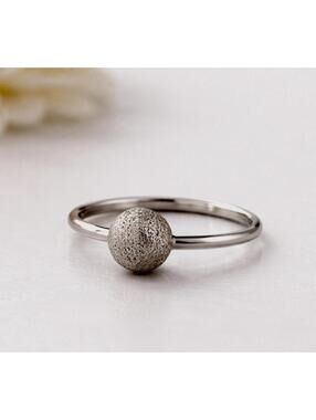 Vintage 1980s Silver Tone Adjustable Textured Orb Modernist Ring, Signed, Sz 9.5